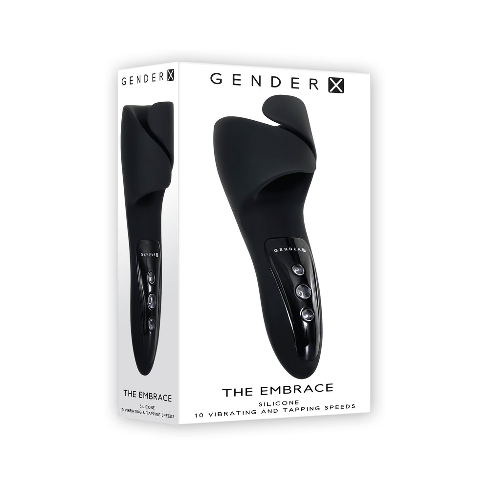 Gender X The Embrace Rechargeable Vibrating Pulsing Silicone Masturbator Black - Fantasies Boutique