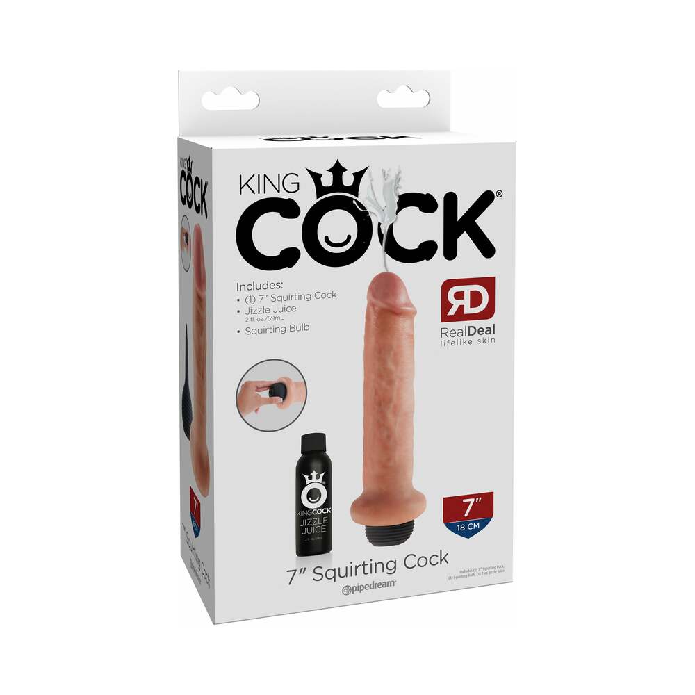 King Cock 7 in. Squirting Cock Realistic Dildo Beige - Fantasies Boutique