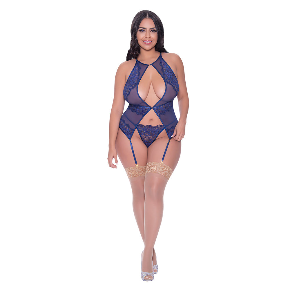 Magic Silk Berrylicious Basque & G-String Set Blueberry Queen Size - Fantasies Boutique