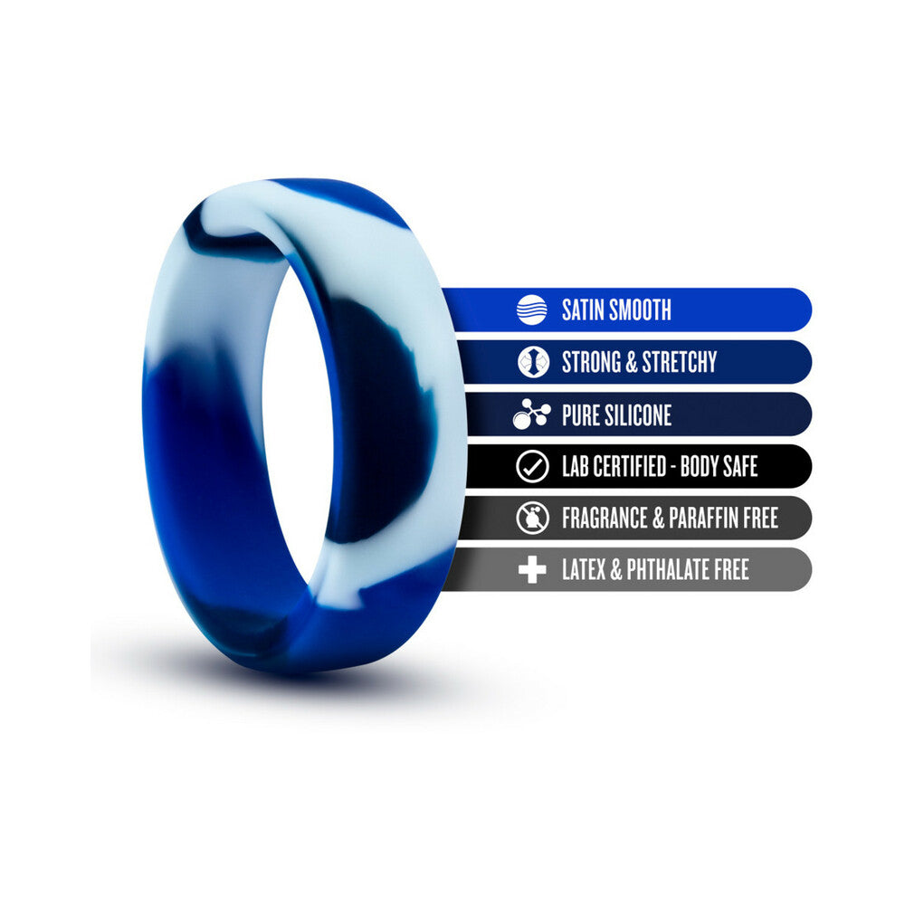 Blush Performance Silicone Camo Cock Ring Blue Camouflage - Fantasies Boutique
