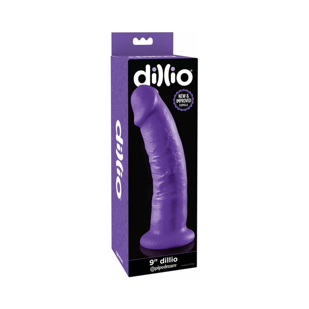 Dillio 9 in. Realistic Dildo With Suction Cup Purple - Fantasies Boutique