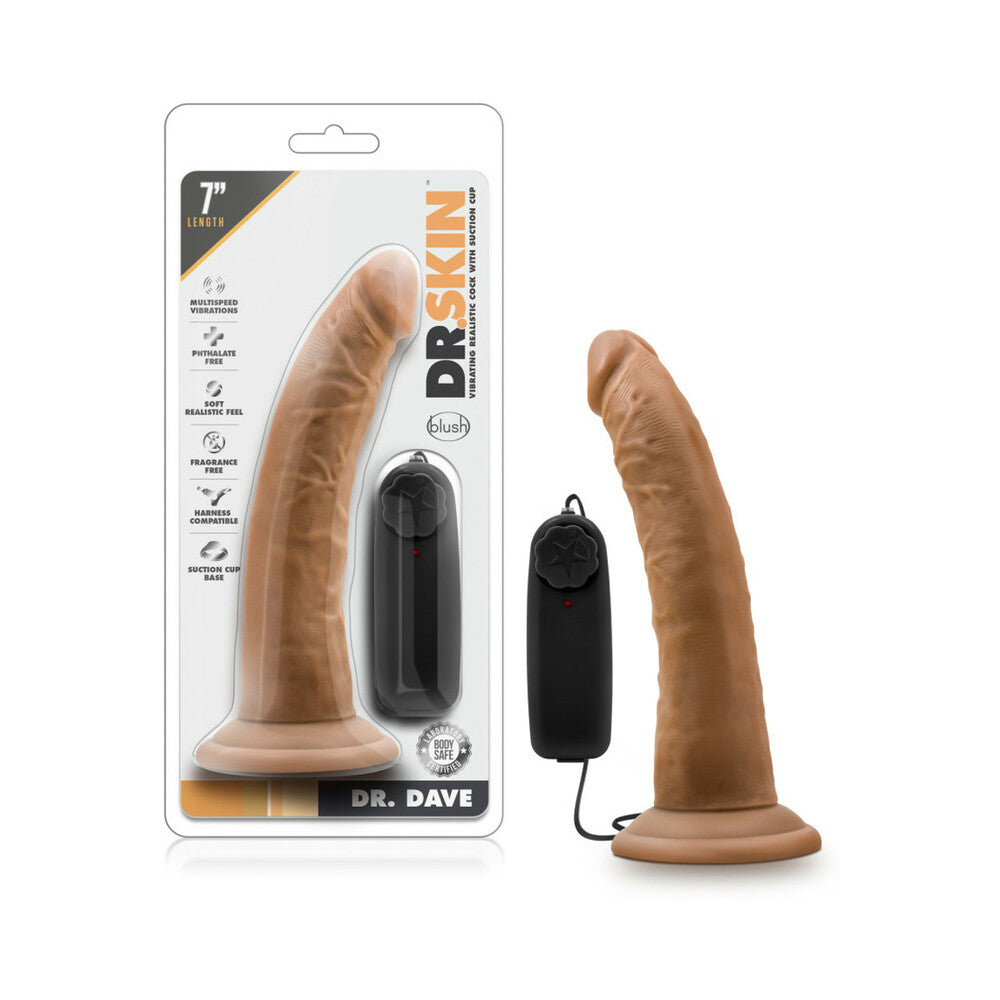 Dr. Skin Dr. Dave Realistic 7 in. Vibrating Dildo Tan - Fantasies Boutique