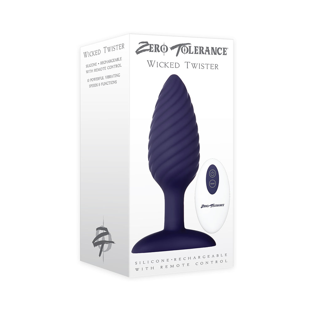 Zero Tolerance Wicked Twister Textured Vibrating Silicone Anal Plug Purple - Fantasies Boutique