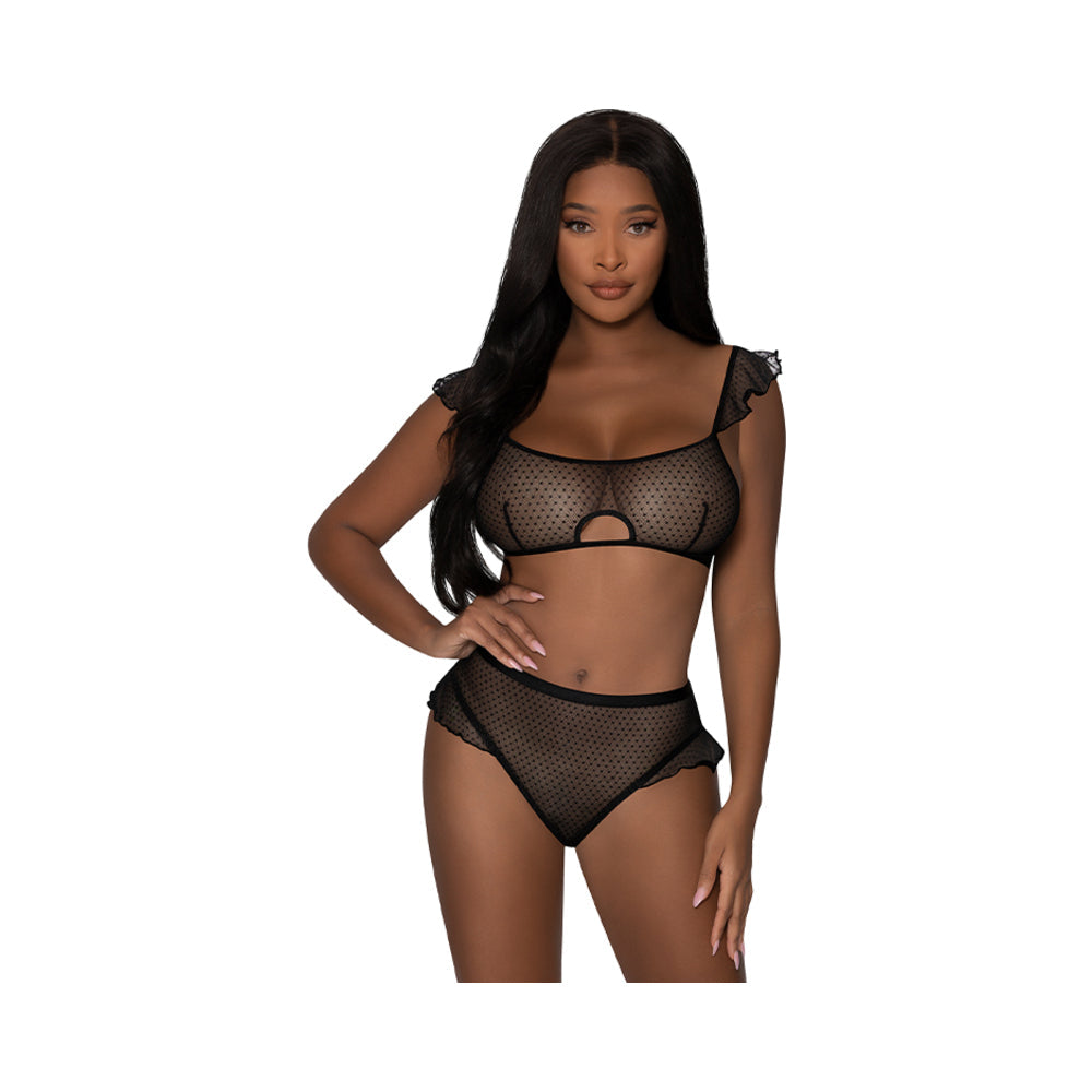 Magic Silk Girl Next Door Bralette & Panty Black S/M - Fantasies Boutique