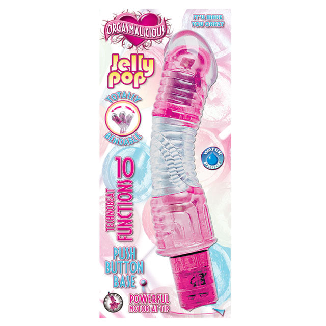 Orgasmalicious Jelly Pop Bendable Multispeed Waterproof Vibe (Clear/Pink) - Fantasies Boutique