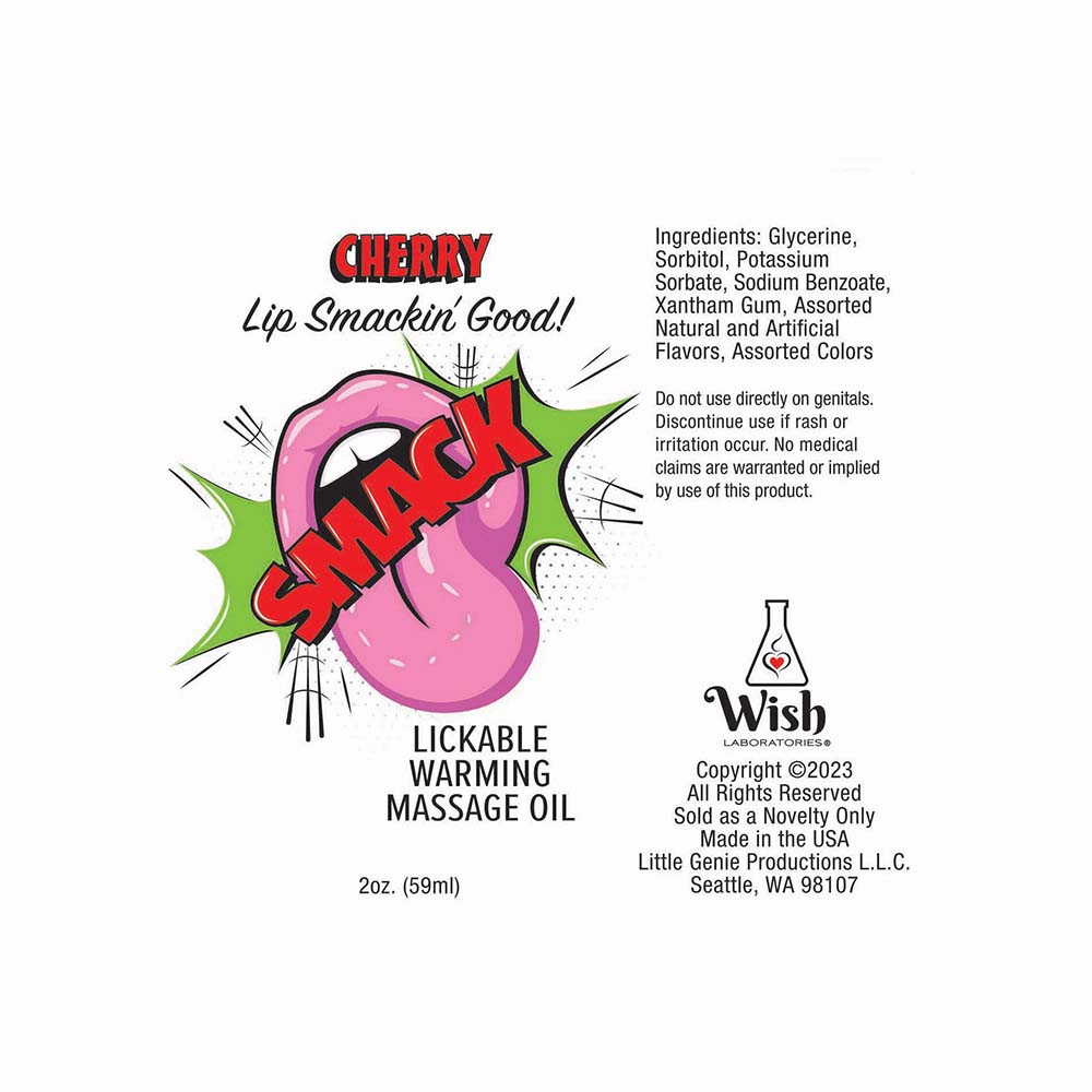 Smack Lickable Massage Oil Cherry 2 oz. - Fantasies Boutique