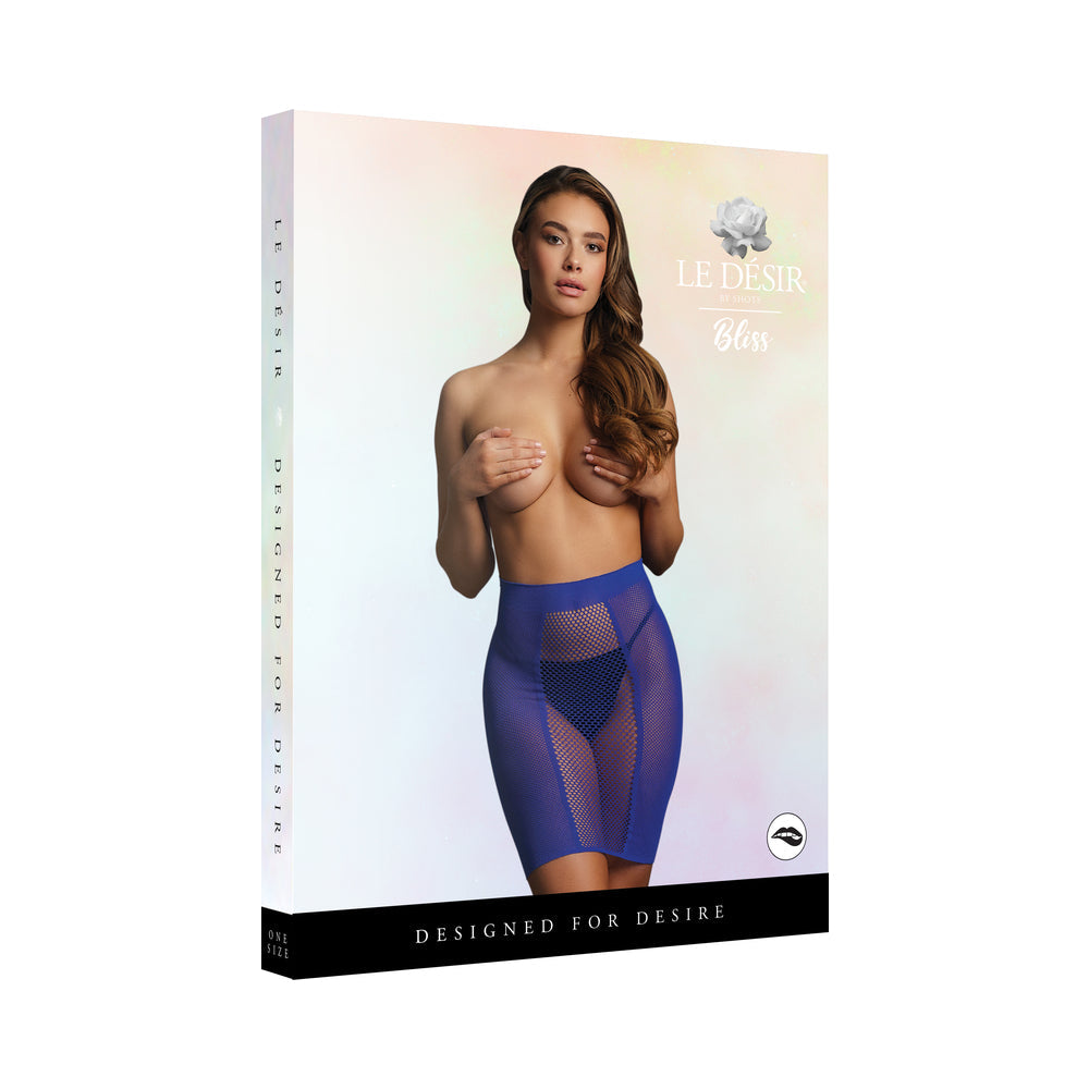 Le Desir Bliss High-Waist Fishnet Skirt Blue O/S - Fantasies Boutique