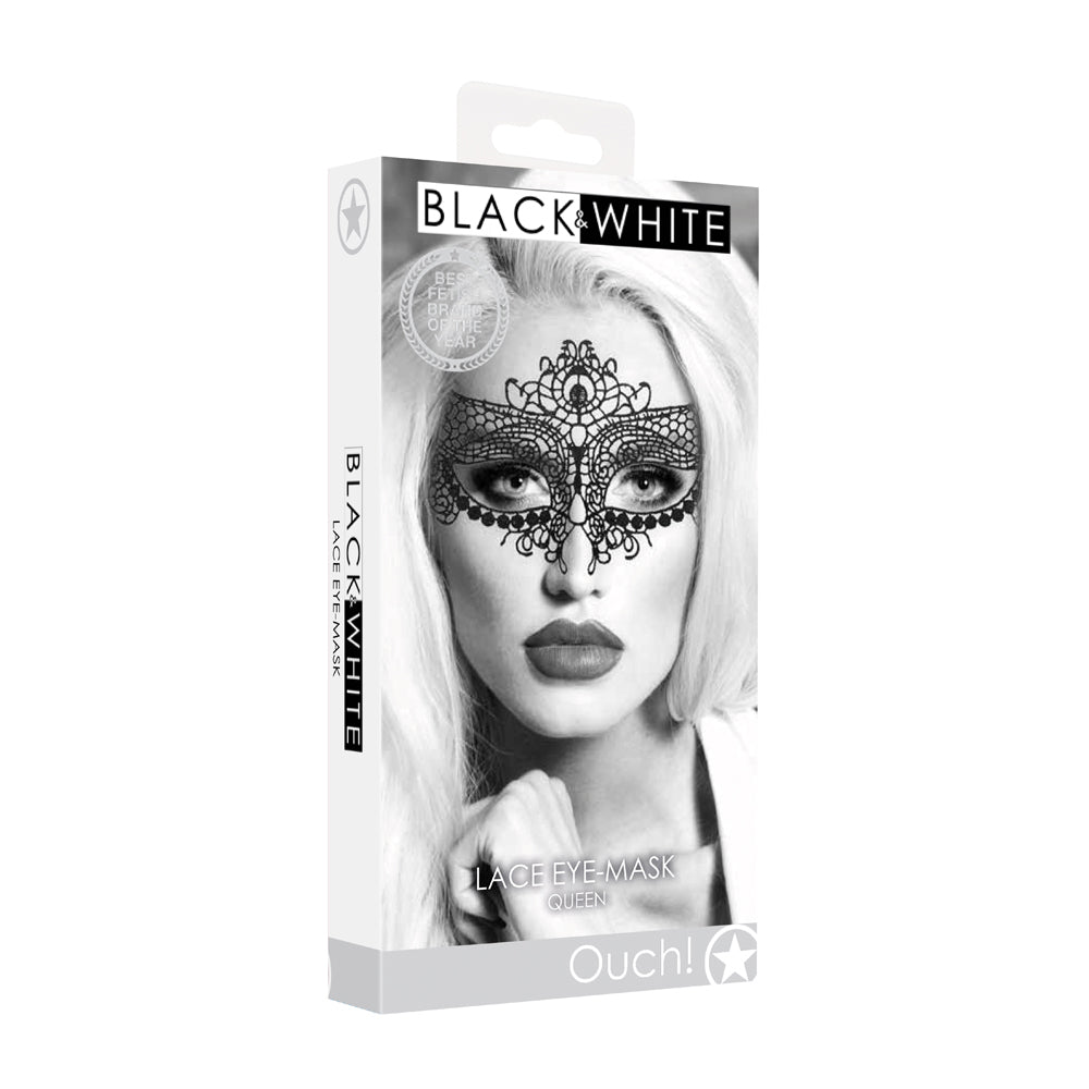 Ouch! Black & White Queen Lace Eye Mask Black - Fantasies Boutique