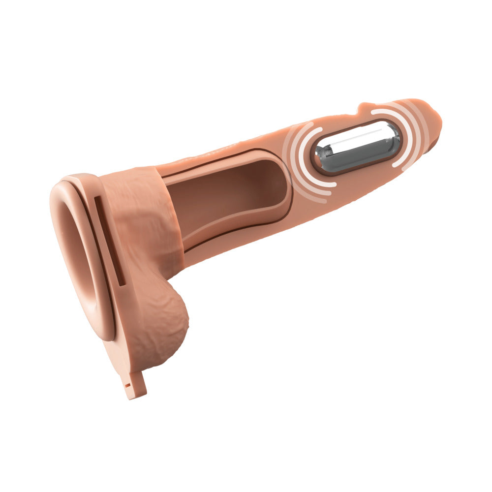 Fantasy X-Tensions Elite Vibrating Hollow Silicone Strap-On 6 in. Light