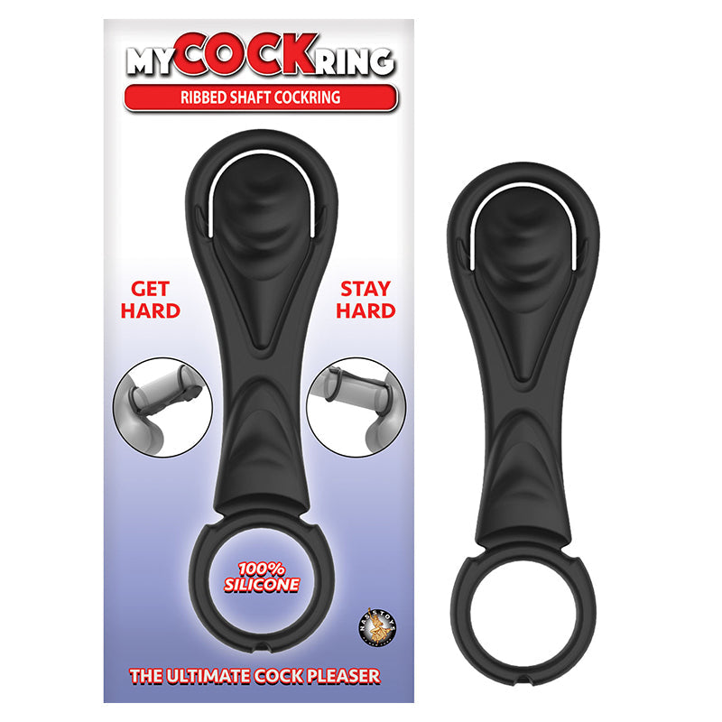 My Cockring Ribbed Shaft Cockring Black - Fantasies Boutique