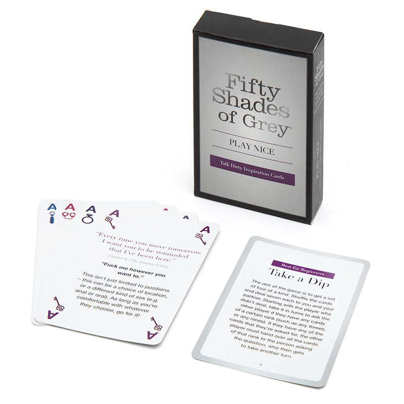 Fifty Shades of Grey Play Nice Talk Dirty Inspiration Card Game - Fantasies Boutique