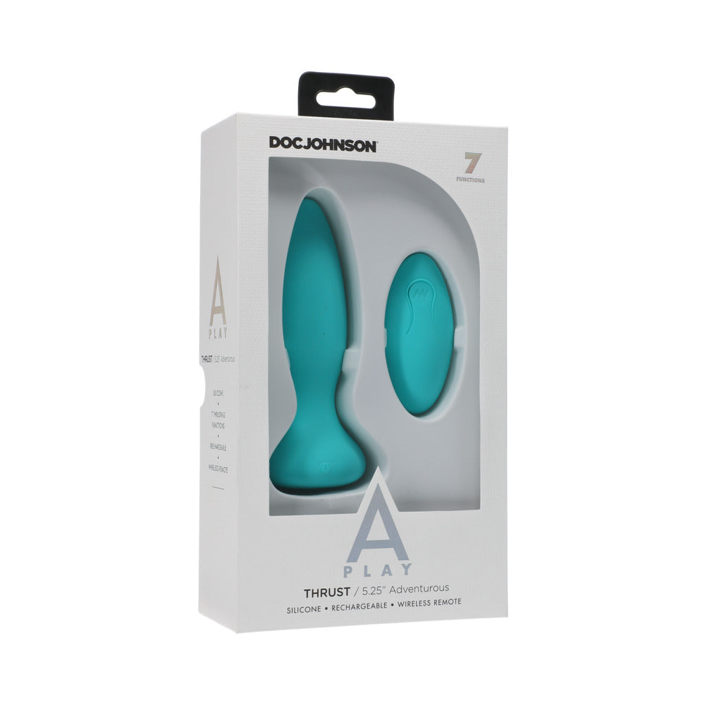 A-Play Thrust Adventurous Rechargeable Silicone Anal Plug with Remote Teal - Fantasies Boutique