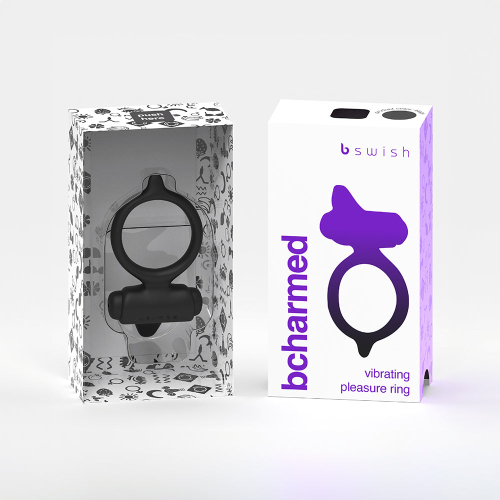 B Swish Bcharmed Basic Vibrating Cock Ring Black - Fantasies Boutique