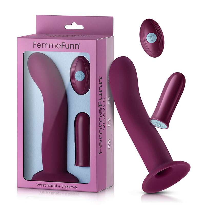 FemmeFunn Versa S Bullet Vibrator & Curved Silicone Sleeve Dark Fuchsia - Fantasies Boutique