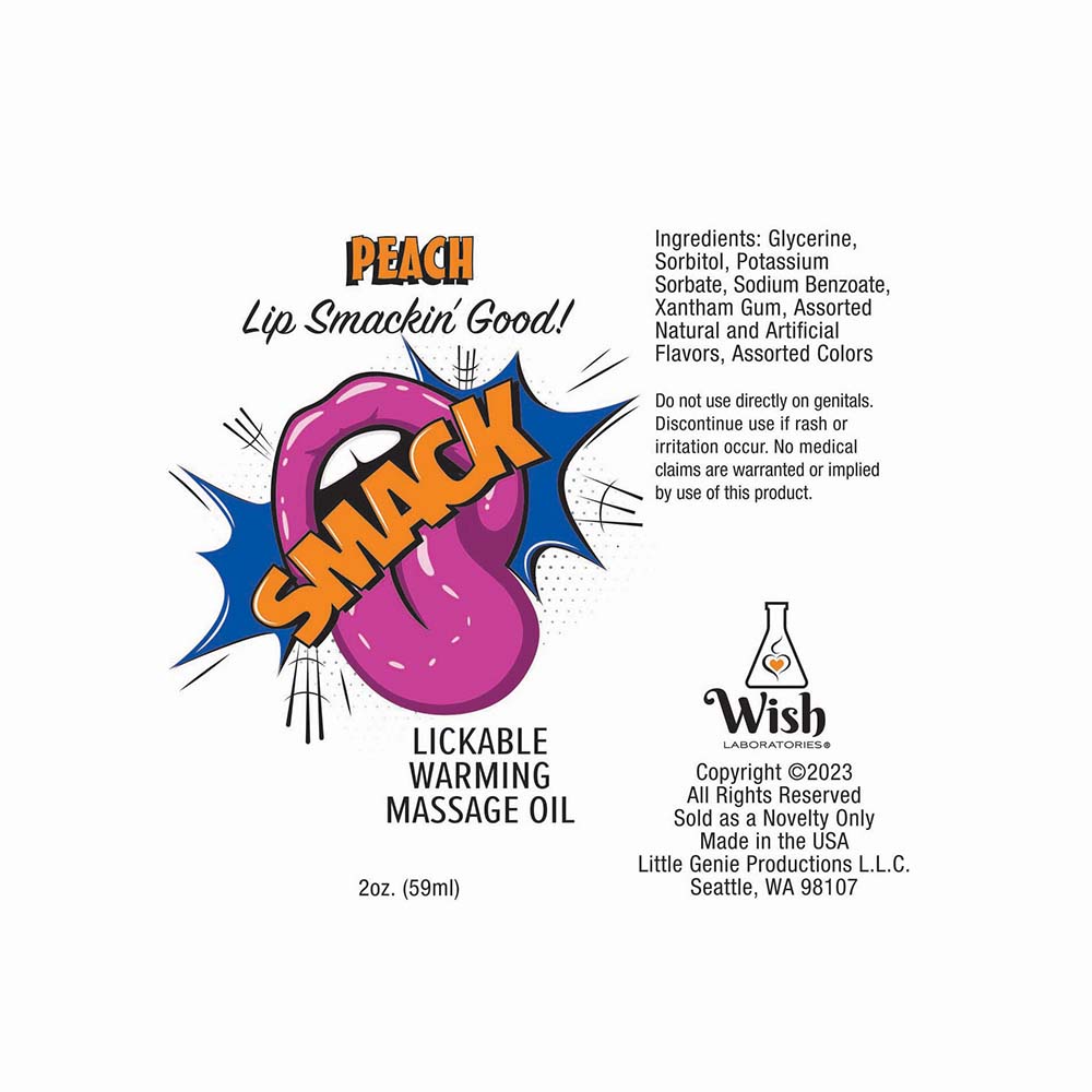 Smack Lickable Massage Oil Peach 2 oz. - Fantasies Boutique
