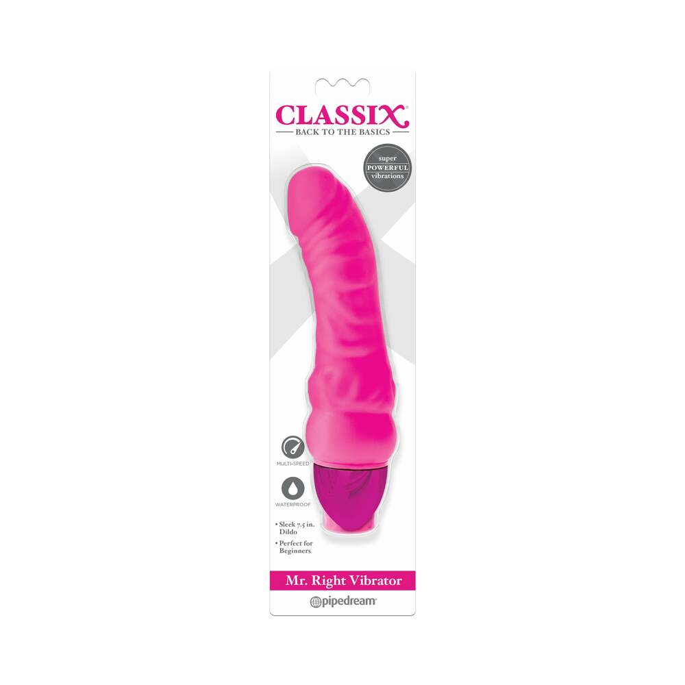 Pipedream Classix Mr. Right Vibrator Realistic 6.5 in. Vibrating Dildo Pink - Fantasies Boutique