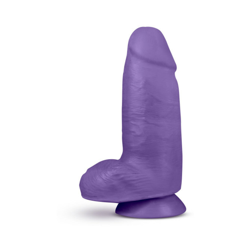 Au Naturel Bold Chub 10 in. Posable Dual Density Dildo with Balls Purple - Fantasies Boutique