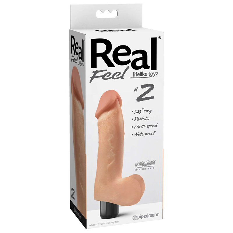 Real Feel Lifelike Toyz No. 2 Realistic 7.25 in. Vibrating Dildo With Balls Beige - Fantasies Boutique