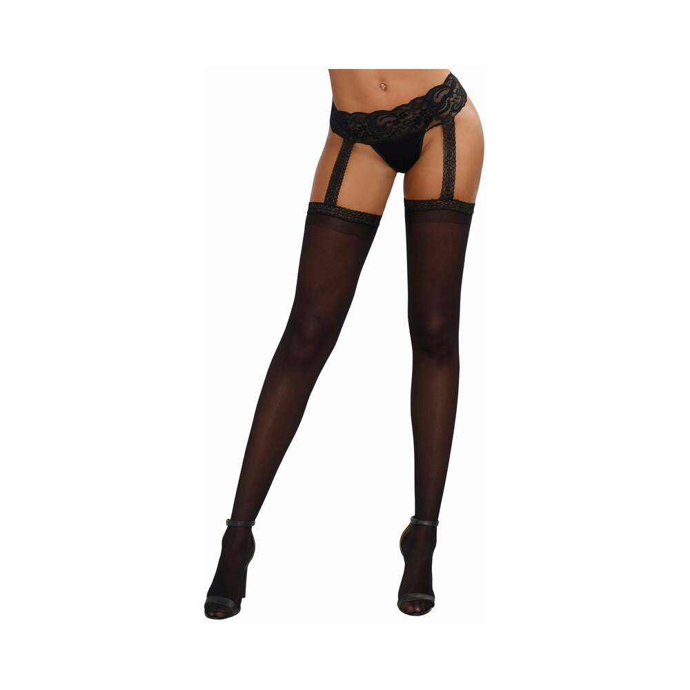 Dreamgirl Stretch Lace Suspender Garter Belt Pantyhose Black OS - Fantasies Boutique