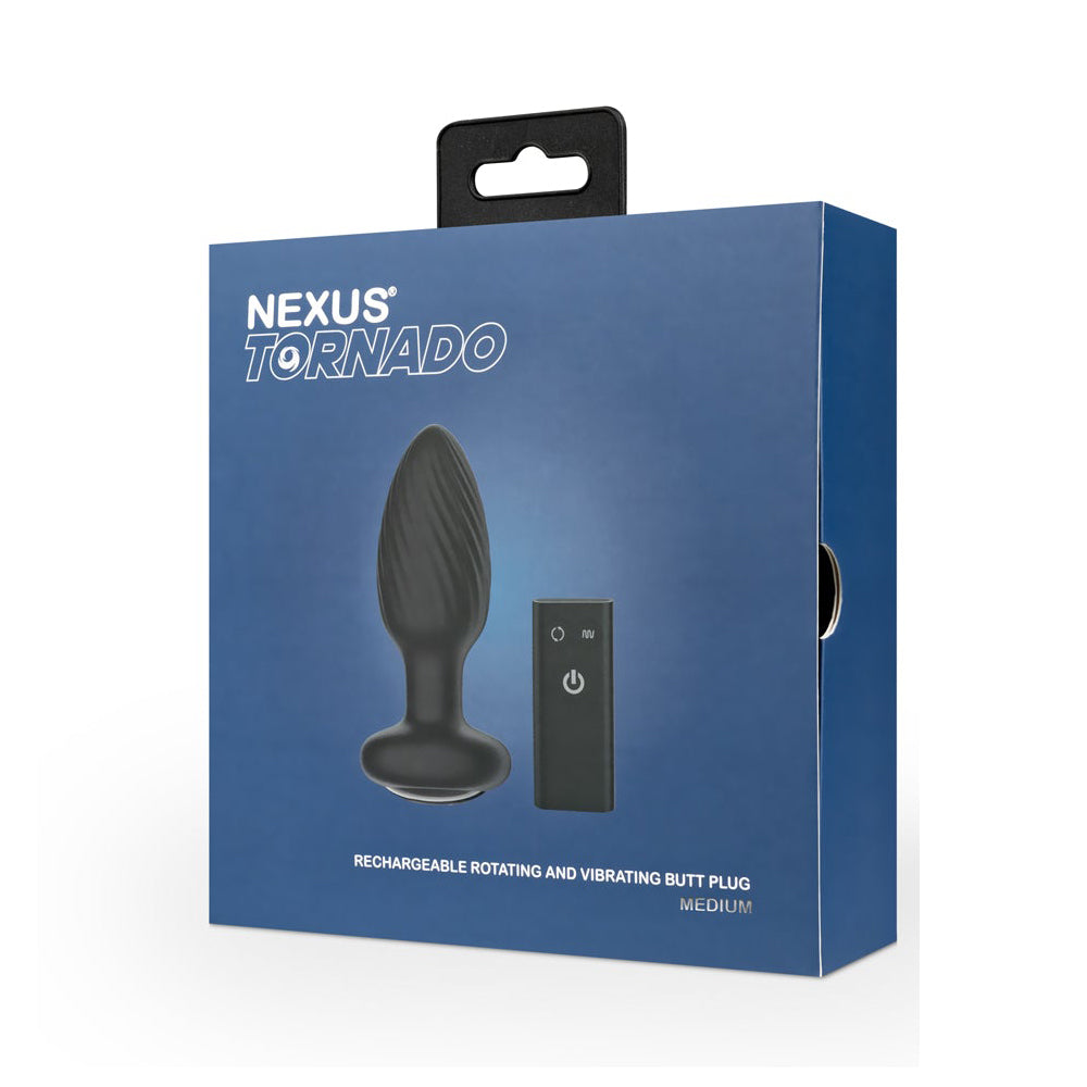 Nexus Tornado Medium Rotating and Vibrating Butt Plug with Remote Control Black - Fantasies Boutique