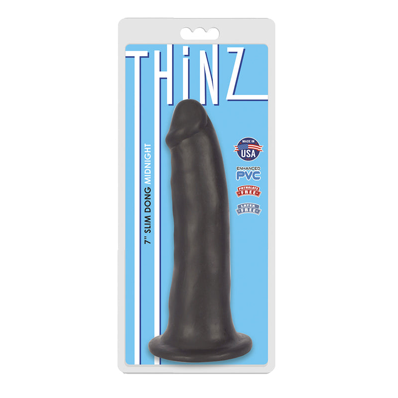 Curve Toys Thinz 7 in. Slim Dildo with Suction Cup Midnight - Fantasies Boutique
