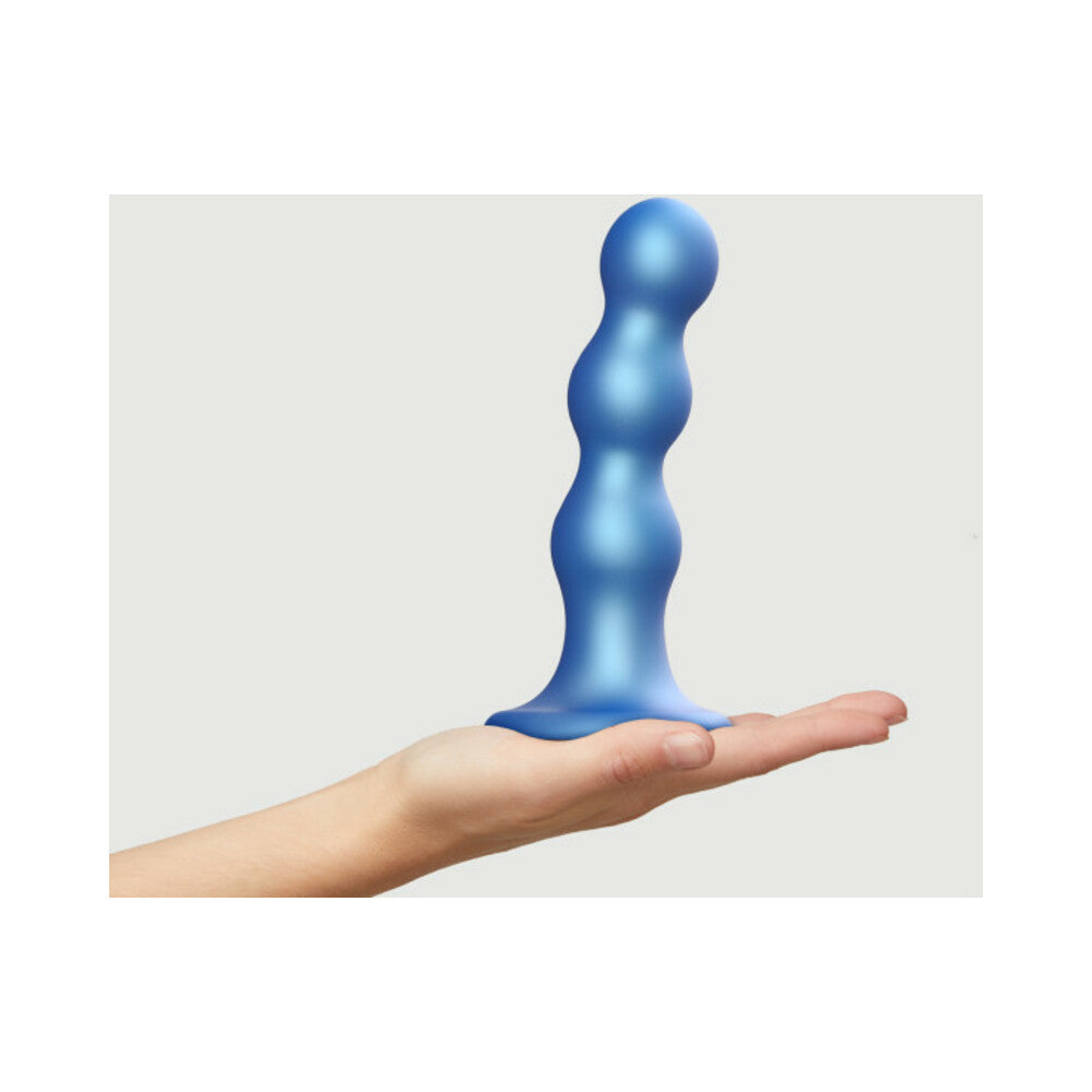 Strap-On-Me Hybrid Collection Silicone Dildo Plug Balls Metallic Blue L - Fantasies Boutique