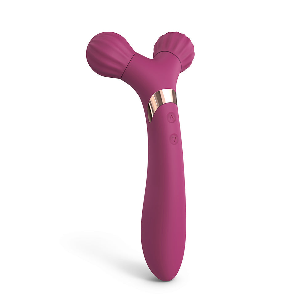 Love to Love Fireball Rechargeable Dual Ended Silicone Body Massager & Vibrator Plum Star - Fantasies Boutique