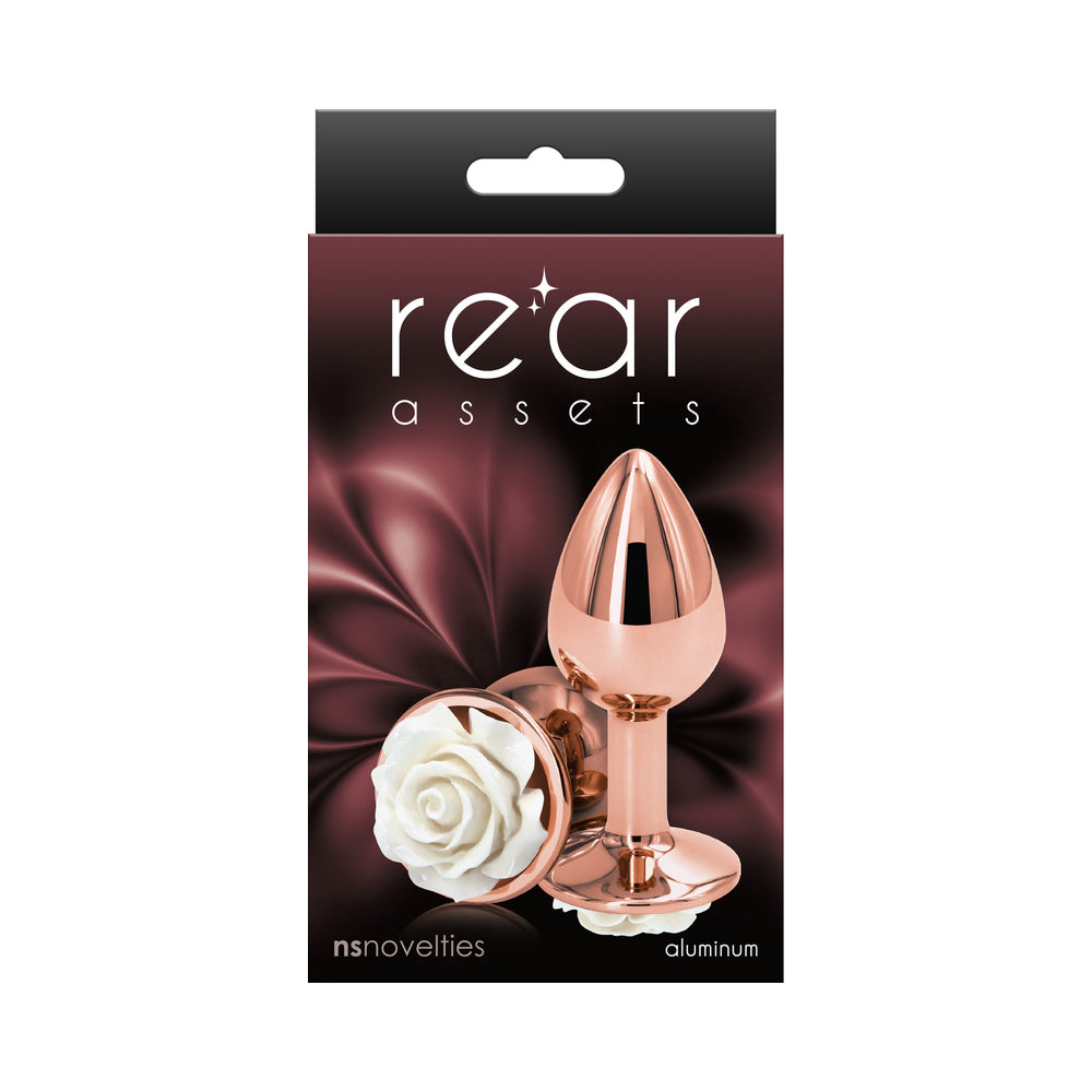 Rear Assets Rose Anal Plug Small White - Fantasies Boutique