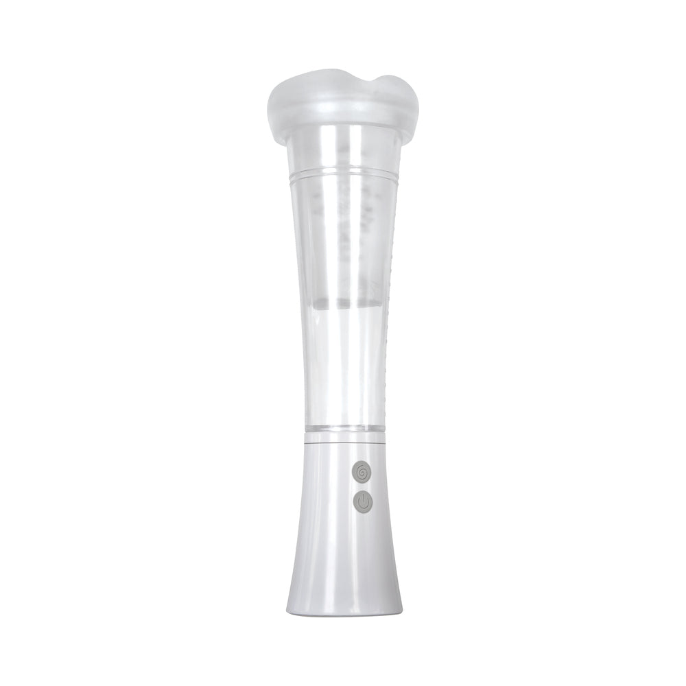 Zero Tolerance Sucking Good Rechargeable Vibrating Vacuum Pump Stroker Clear/White - Fantasies Boutique