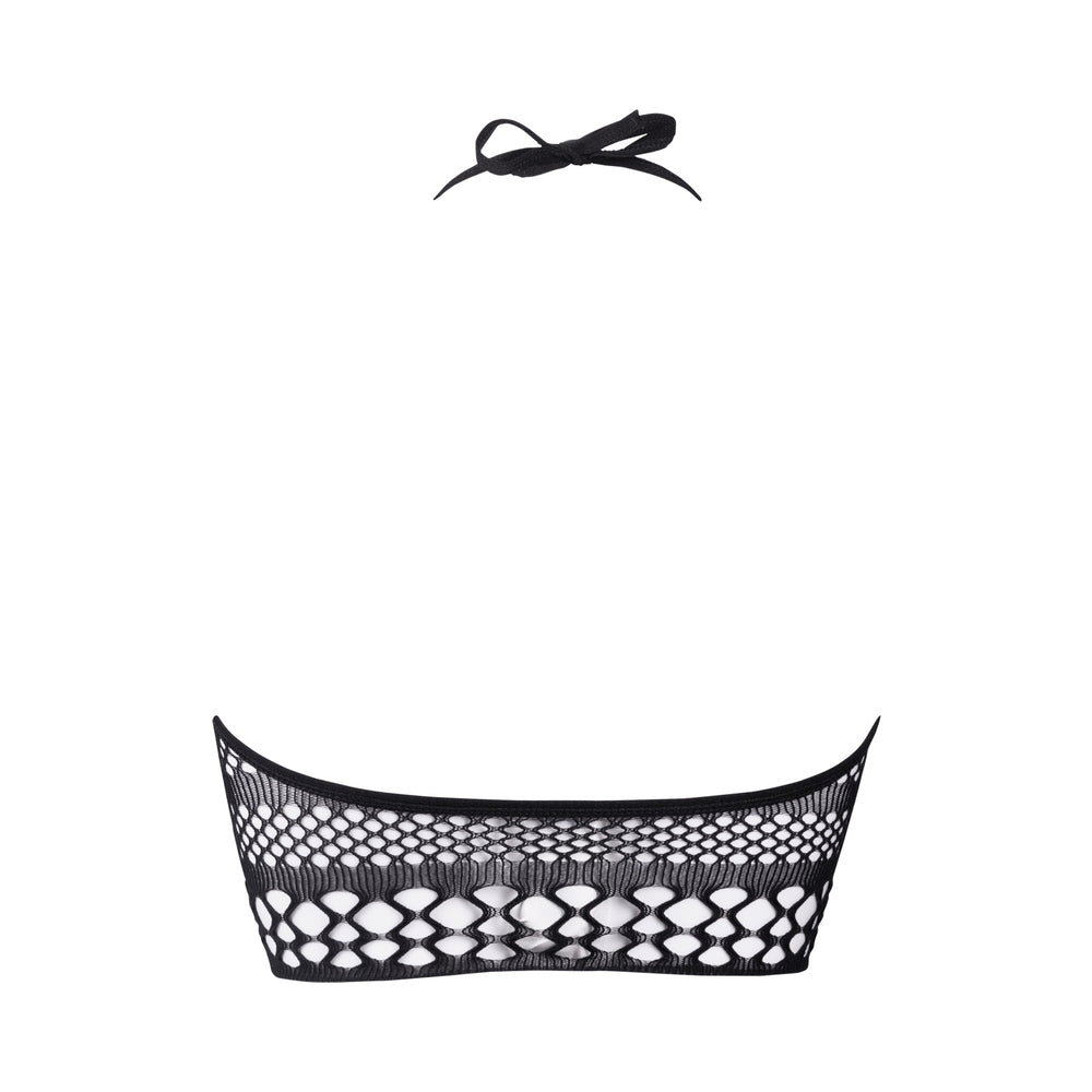 Shots Le Desir Bliss Strappy Fishnet Halter Top Black O/S - Fantasies Boutique