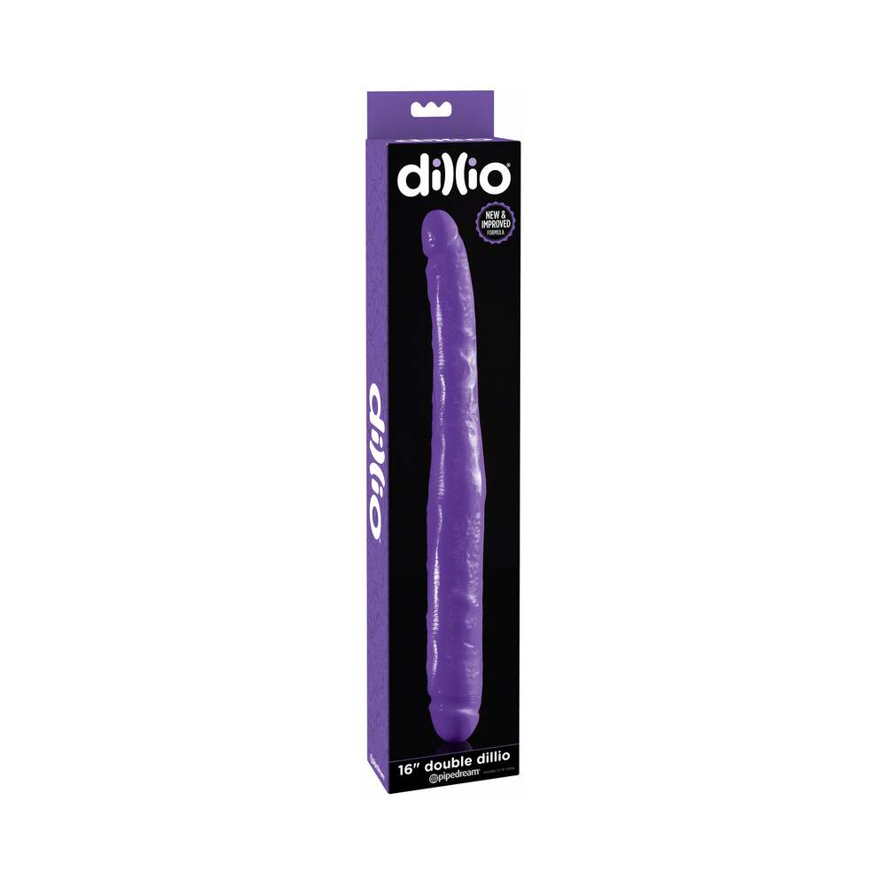 Dillio 16 in. Double Dong Realistic Dual-Ended Dildo Purple - Fantasies Boutique