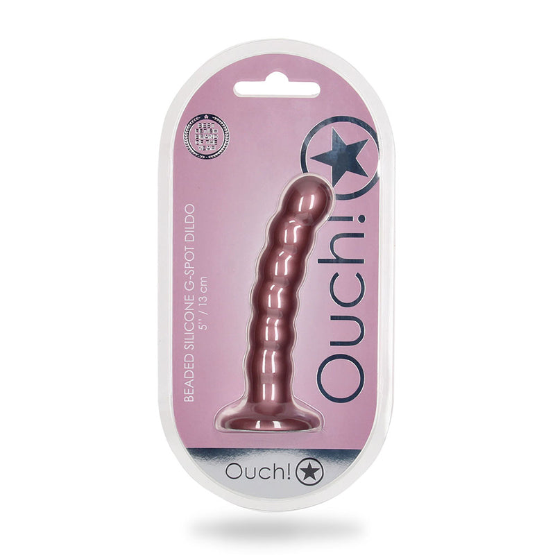 Ouch! Beaded Silicone 5 in. G-Spot Dildo Rose Gold - Fantasies Boutique