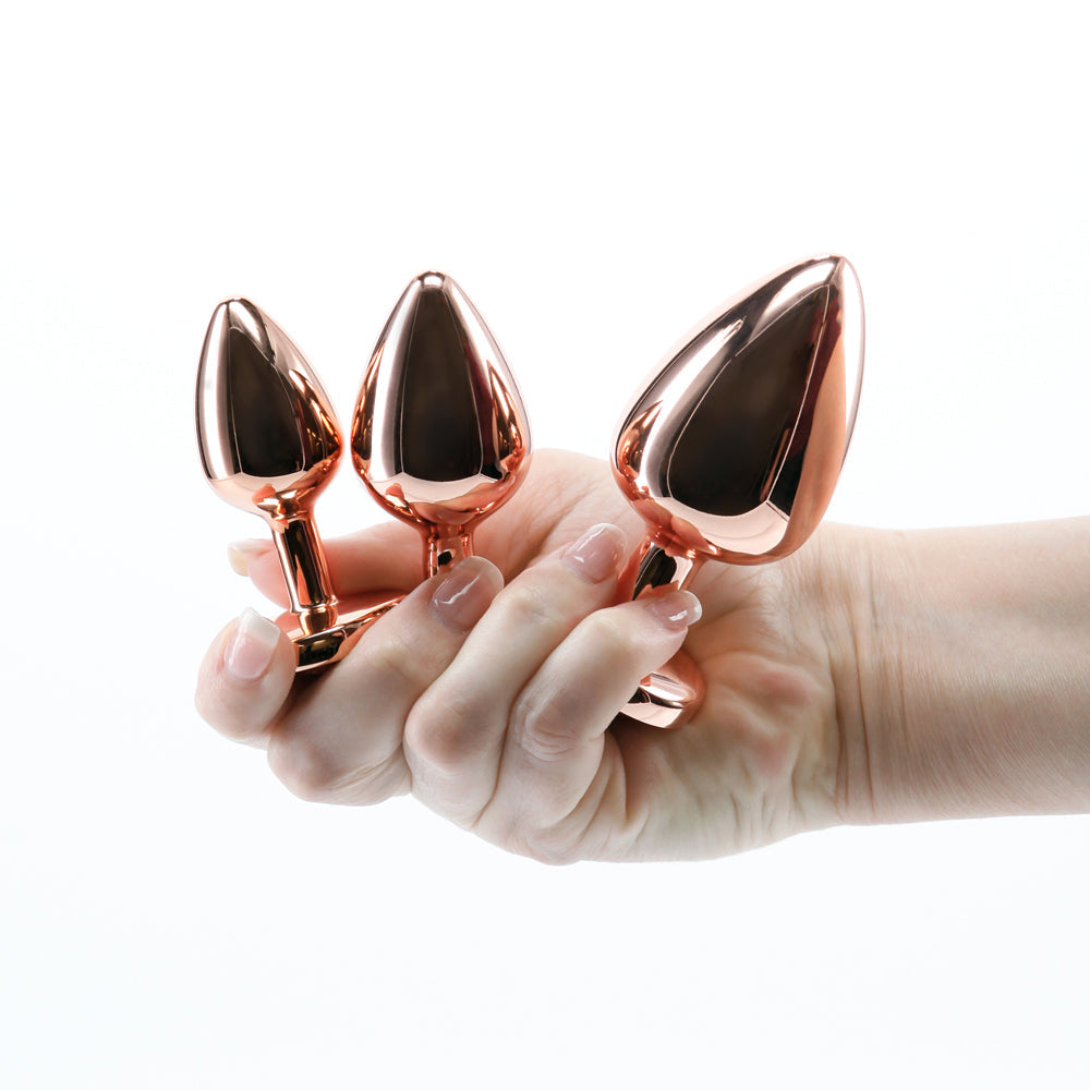 Rear Assets 3-Piece Metal Plug Kit Rose Gold/Pink - Fantasies Boutique