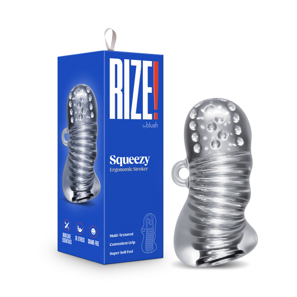 RIZE! Squeezy Ergonomic Stroker Clear - Fantasies Boutique