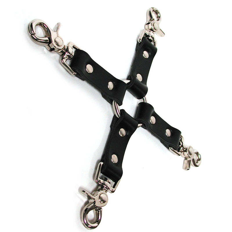 KinkLab Leather Hog Tie (Black) - Fantasies Boutique