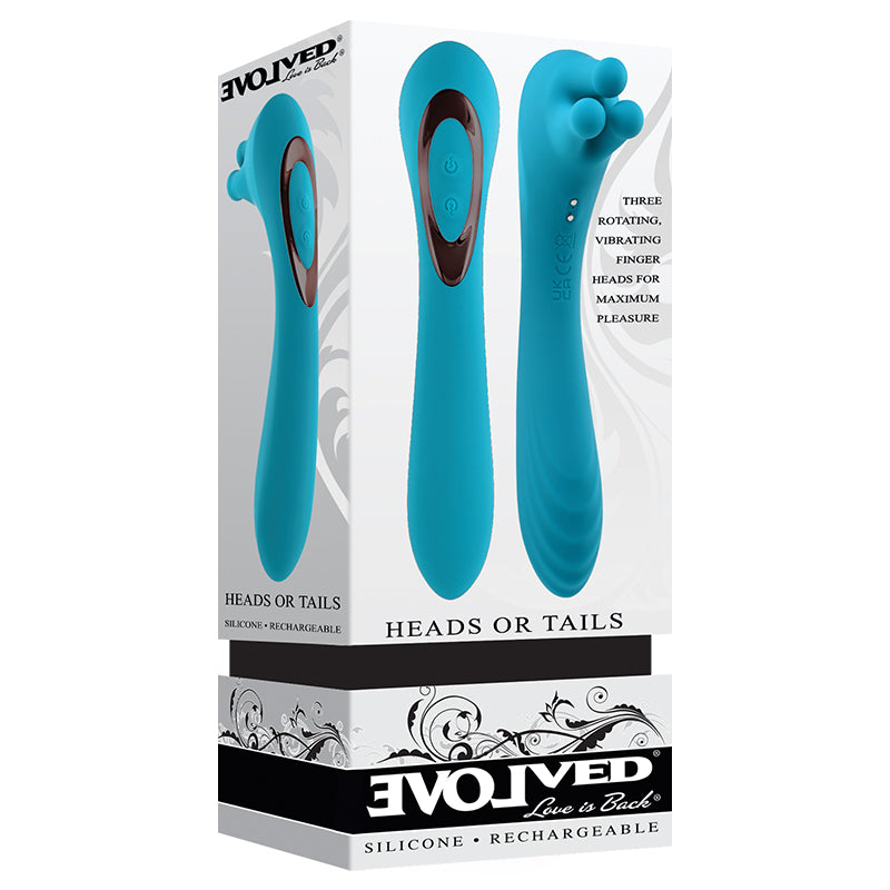 Evolved Heads or Tails Rechargeable Silicone Vibrator Teal - Fantasies Boutique