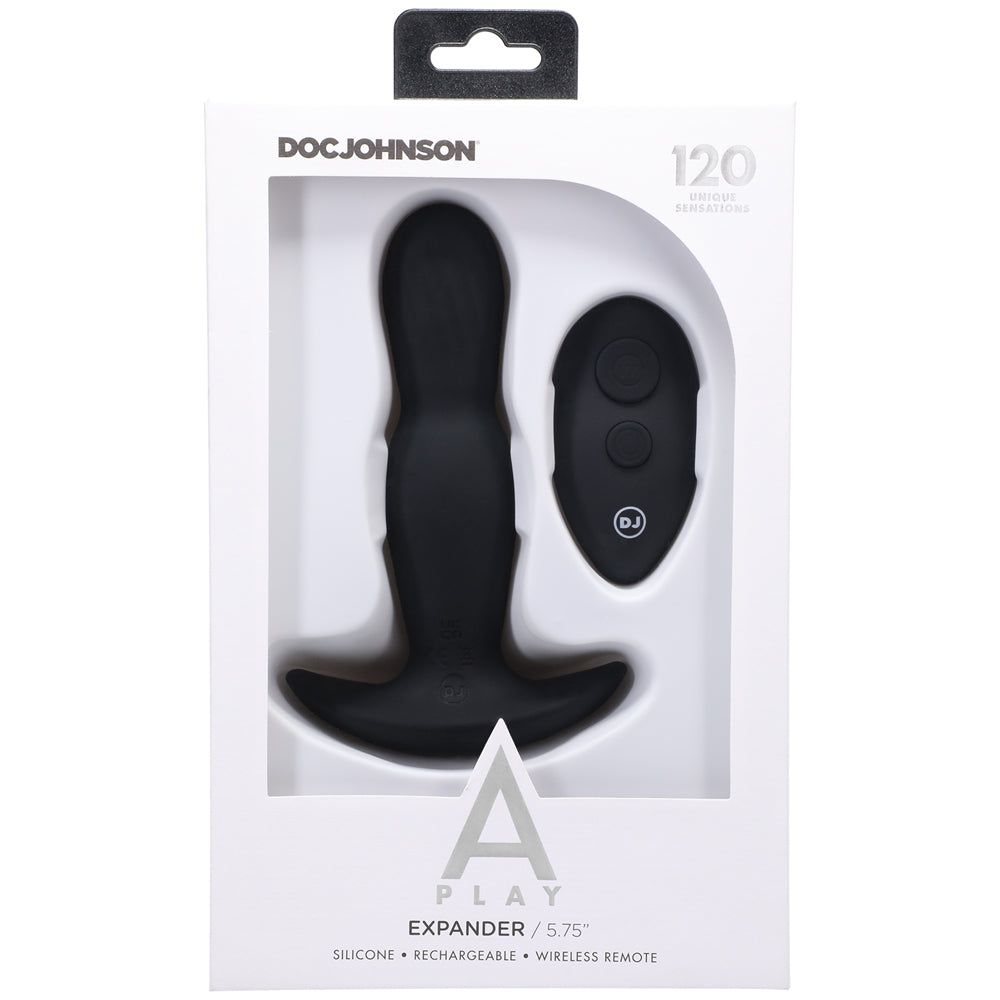 A-Play EXPANDER Rechargeable Silicone Anal Plug with Remote Black - Fantasies Boutique