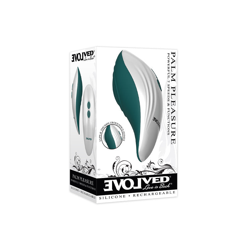 Evolved Palm Pleasure Rechargeable Silicone Multifunction Vibrator Teal/White - Fantasies Boutique