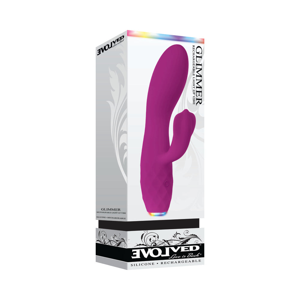 Evolved Glimmer Light-Up Rechargeable Silicone Dual Stimulator Purple - Fantasies Boutique