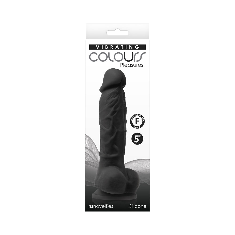 Colours Pleasures 5 in. Vibrating Dildo Black - Fantasies Boutique