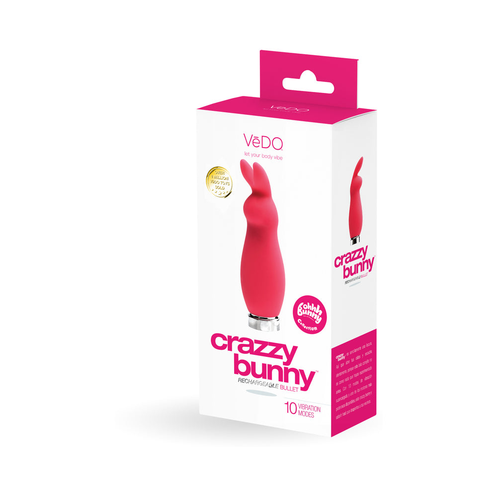 VeDO Crazzy Bunny Rechargeable Mini Vibe - Pretty In Pink - Fantasies Boutique