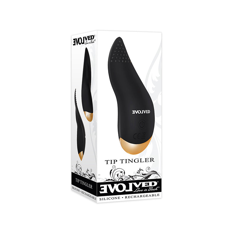 Evolved Tip Tingler Rechargeable Flexible Silicone Tongue Vibrator Black - Fantasies Boutique