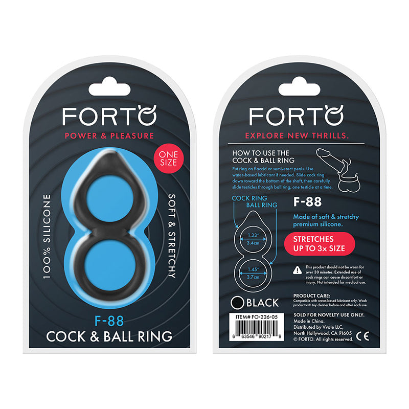 Forto F-88 Liquid Silicone Cock & Ball Ring Black - Fantasies Boutique