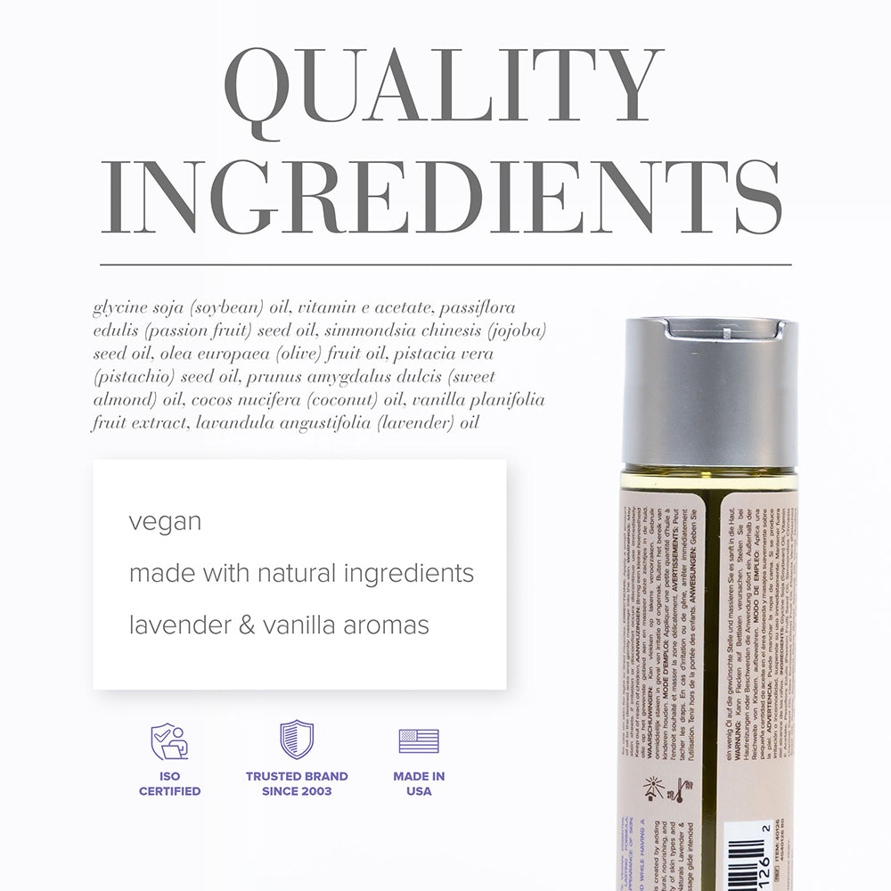 JO Naturals Massage Oil Lavender & Tahitian Vanilla 4 oz. - Fantasies Boutique