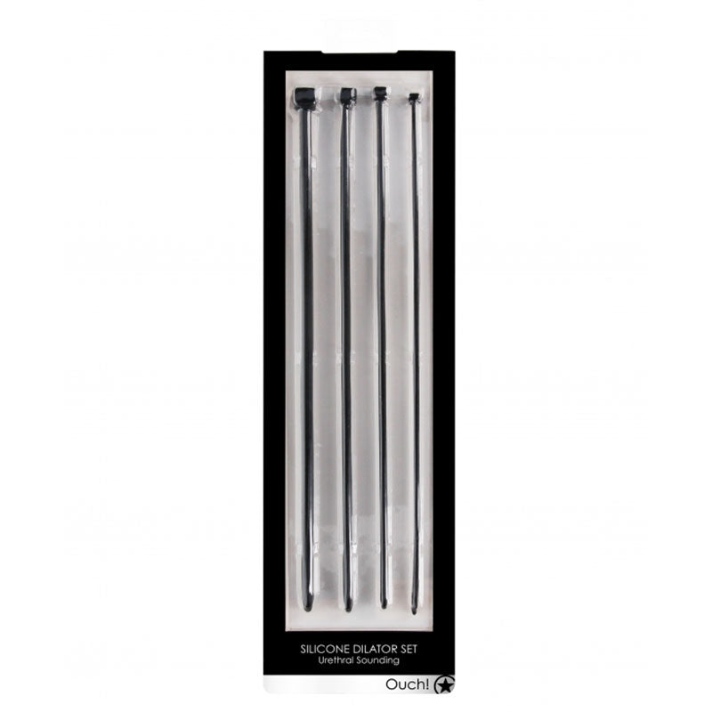 Ouch! Urethral Sounding 4-Piece Silicone Dilator Set Black - Fantasies Boutique
