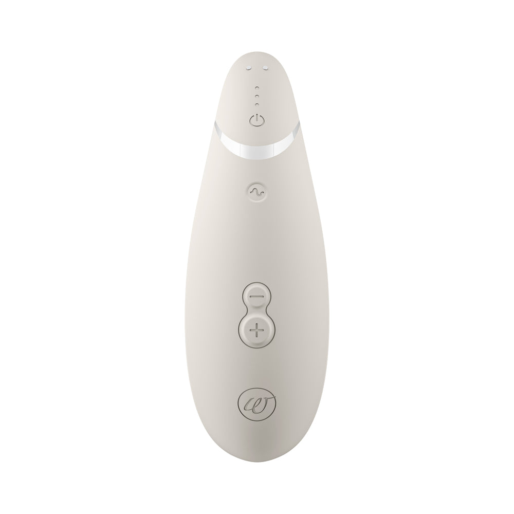 Womanizer Premium 2 Rechargeable Silicone Luxurious Pleasure Air Clitoral Stimulator Warm Gray - Fantasies Boutique
