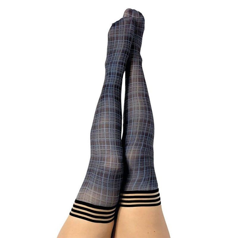 Kixies Debbie Plaid Thigh-High Navy Size A - Fantasies Boutique