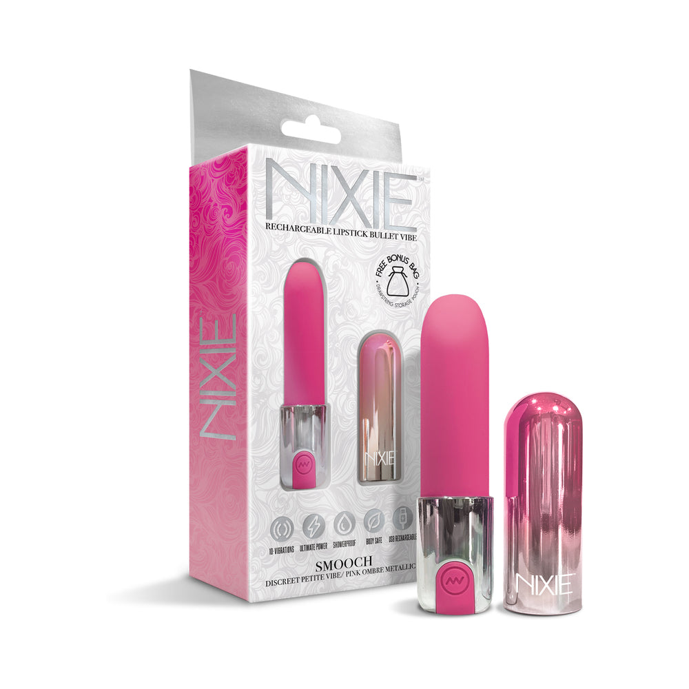 Nixie Smooch Rechargeable Lipstick Bullet Vibrator Pink Ombre - Fantasies Boutique