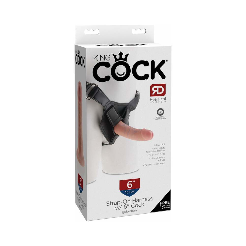 King Cock Strap-On Harness With 6 in. Cock Beige - Fantasies Boutique