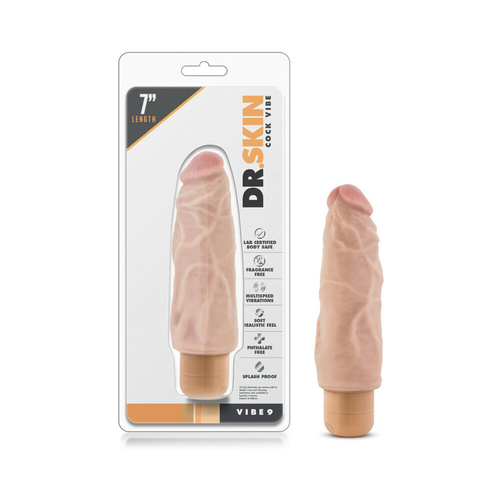 Dr. Skin Vibe 9 Realistic 7.5 in. Vibrating Dildo Beige - Fantasies Boutique